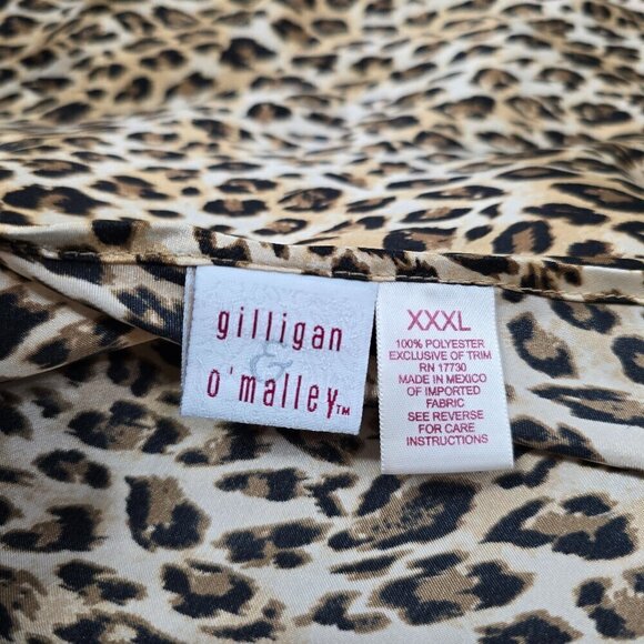 Vintage Gilligan O' Malley Black Brown Cheetah  Silky Satin Slip Dress Lingerie - Picture 6 of 6
